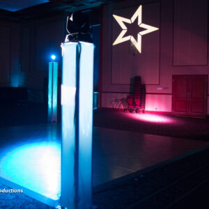 A stage with a star on it.