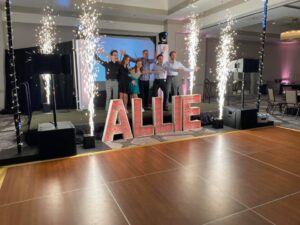 bar Mitvah lighting and production equipment at a bat Mitzvah in denver colorado