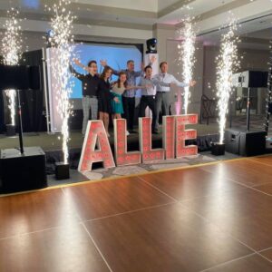 bar Mitvah lighting and production equipment at a bat Mitzvah in denver colorado