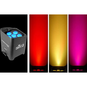 Four different colored LED lights ideal for DJs and equipment setup.