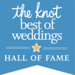 The knot best of weddings hall of fame logo, representing accolades.