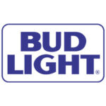 Bud light logo featured prominently on a white background, perfect for corporate events or holiday parties.