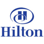 The Hilton logo on a white background for corporate parties.