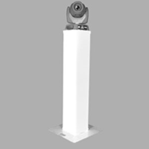 A white pole with a camera on it.