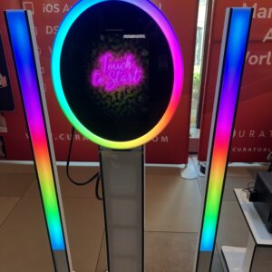 A display with a rainbow-colored light on it, perfect for Georgia corporate DJ events.